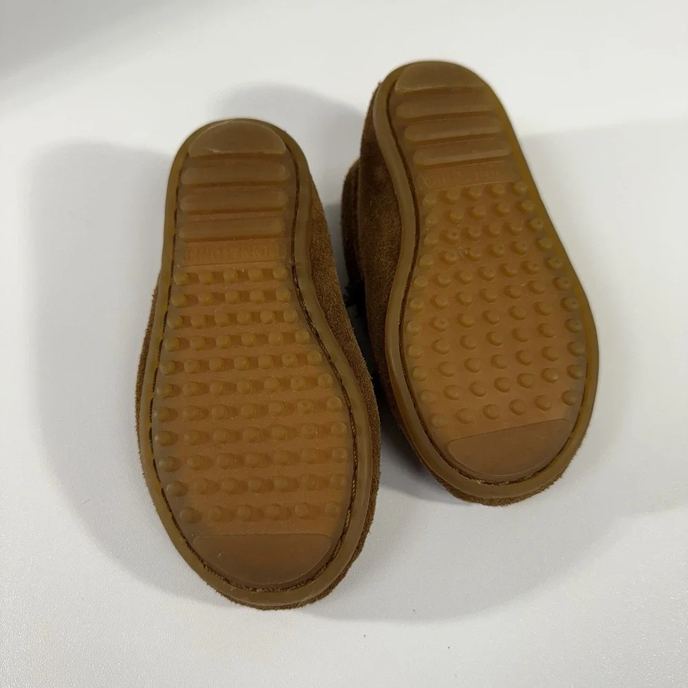 MINNETONKA Moccasins Toddler Size 7 Suede‎ Leather Brown Boy Girl Unisex EUC